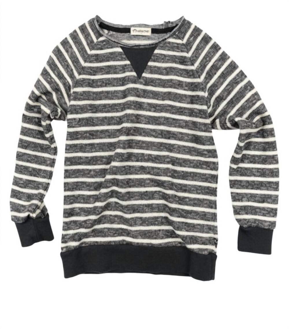 NEW APPAMAN kids stripe pullover sweatshirt in grey